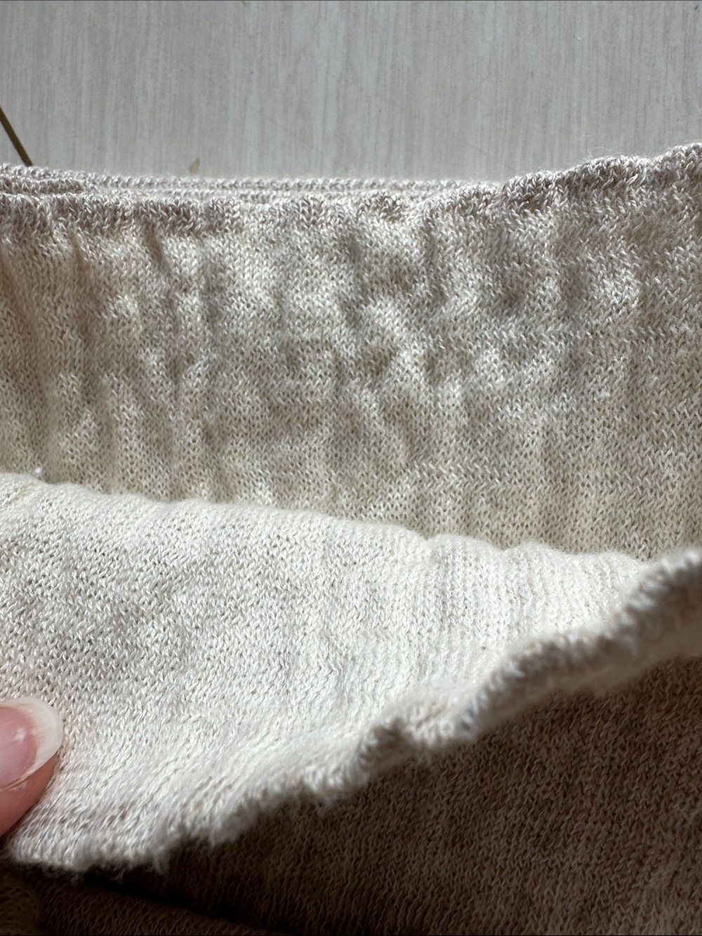 SPANNER linen cotton neutral Beige Ribbed Knit Maxi Skirt slit minimalist beach - Picture 11 of 11